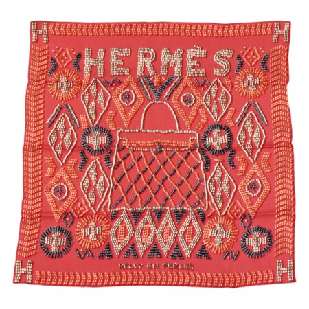 Hermes Silk Scarf Carre 70 "Kelly en Perles" Pink Silk Scarf
