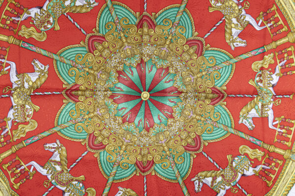 Hermes Scarf 90 "Luna Park" Red 100% Silk Scarf 35" - Image 4