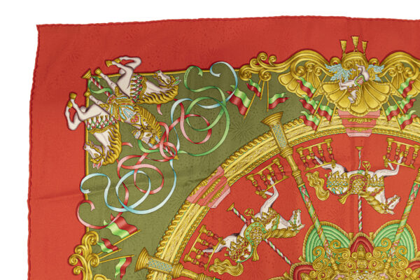 Hermes Scarf 90 "Luna Park" Red 100% Silk Scarf 35" - Image 2