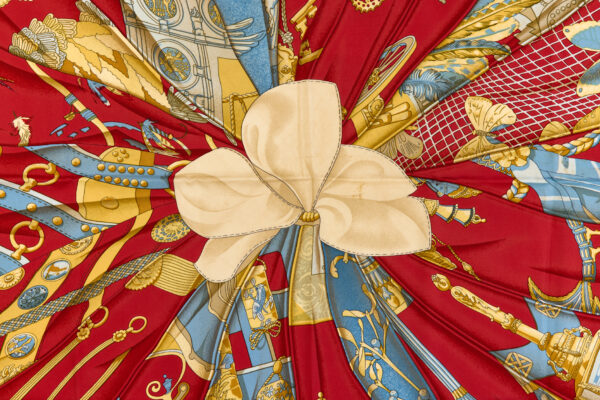 Hermes Silk Scarf Carre 90 "Soleil de Soie" Red Silk Scarf - Image 4