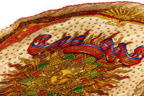 Hermes Silk Scarf Carre 90 "CARPE DIEM" Beige Silk Pleats Scarf - Image 2