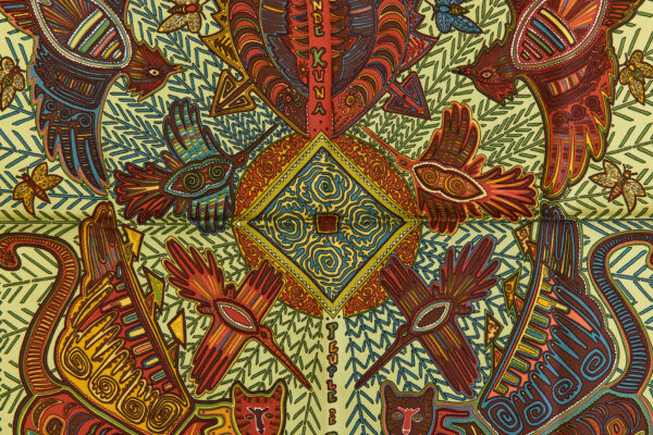 Hermes Silk Scarf Carre 45 "LEGENDE KUNA" Green Silk Scarf - Image 4