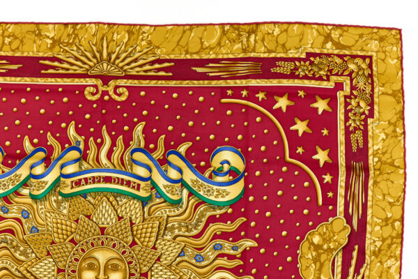 Hermes Silk Scarf Carre 90 "CARPE DIEM" Yellow Silk Scarf - Image 3