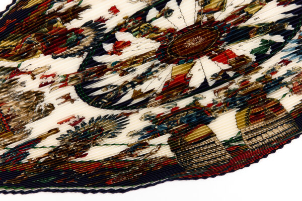 Hermes Silk Scarf Carre 90 "Kachinas" Blue Silk Pleats Scarf with Box - Image 6