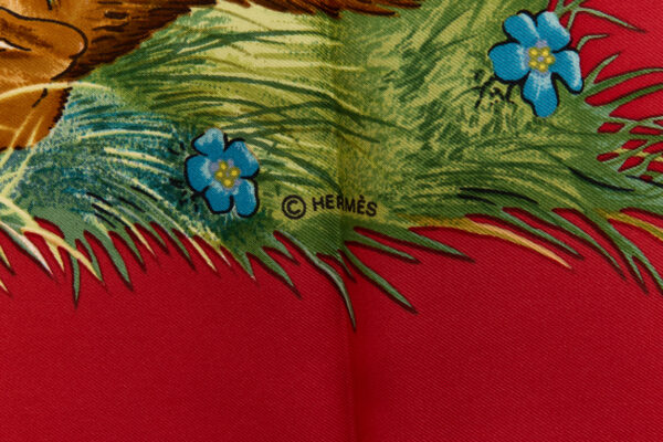 Hermes Silk Scarf Carre 90 "Les Quatre Saisons" Red Silk Scarf - Image 7