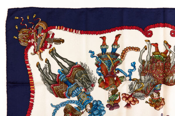 Hermes Silk Scarf Carre 90 "Les Fetes du Roi Soleil" Blue Silk Scarf - Image 2
