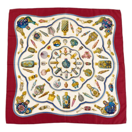 Hermes Silk Scarf Carre 90 "Qu'Importe Le Flacon" Red Silk Scarf