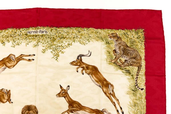 Hermes Silk Scarf Carre 90 "kenya" Red Silk Scarf - Image 3