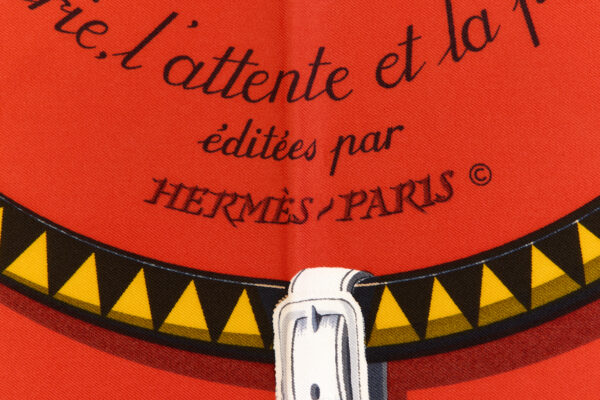 Hermes Silk Scarf Carre 90 "Couvertures et Tenues de Jour" Red Silk Scarf - Image 7