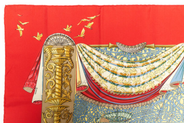 Hermes Scarf 90 "L'Atlantide " Red 100% Silk Scarf 35" - Image 2