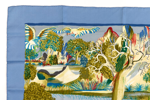 Hermes Silk Scarf Carre 90 "Nuba Mountain" Blue Silk Scarf - Image 2