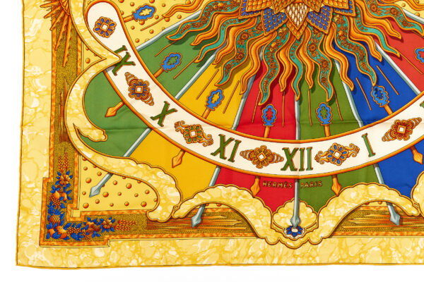 Hermes Silk Scarf Carre 90 "CARPE DIEM" Yellow Silk Scarf - Image 5