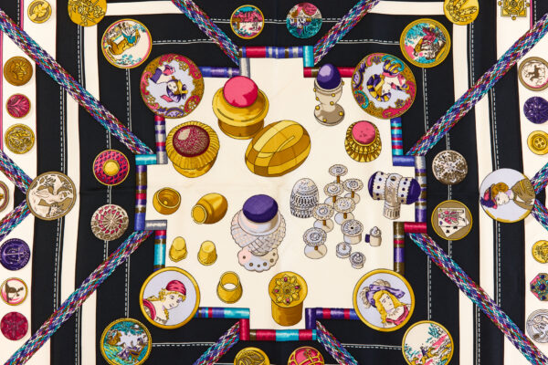 Hermes Silk Scarf Carre 90 "Petite Main" White Silk Scarf - Image 4