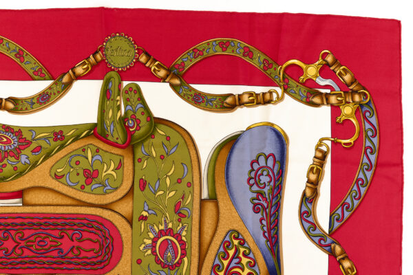 Hermes Silk Scarf Carre 90 "Festival" Red Silk Scarf - Image 3
