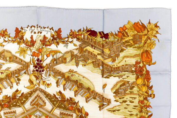 Hermes Silk Scarf Carre 90 "AU PAYS DE COCAGNE" Blue Silk Scarf - Image 3