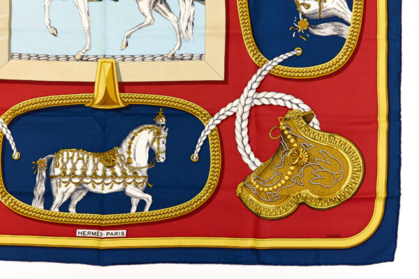 Hermes Silk Scarf Carre 90 "GRAND APPARAT" Blue Silk Scarf - Image 6