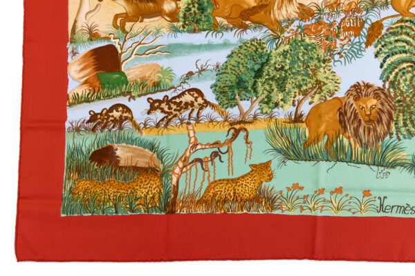 Hermes Silk Scarf Carre 90 "Nuba Mountain" Red Silk Scarf - Image 5