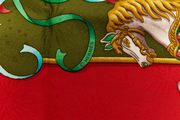 Hermes Scarf Carre 90 "LUNA PARK" Red Silk Scarf - Image 7