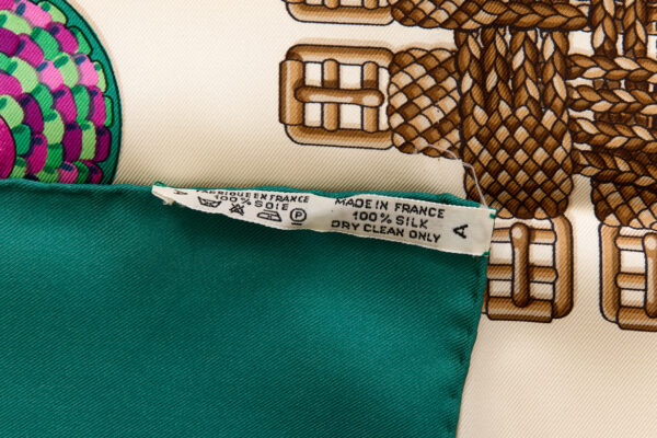 Hermes Silk Scarf Carre 90 "Les Rubans du Cheval" Green Silk Scarf - Image 8