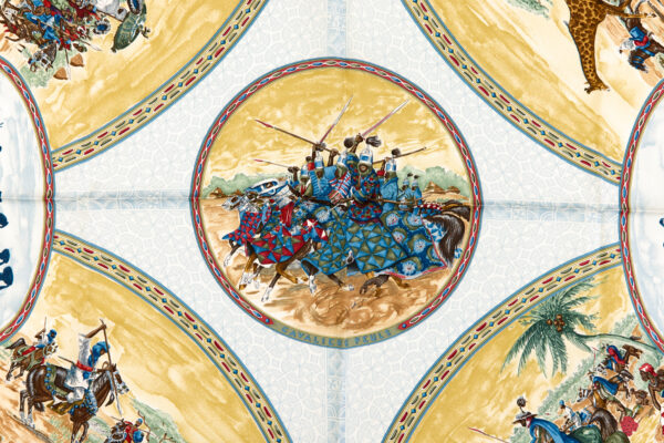 Hermes Silk Scarf Carre 90 "CAVALIERS PEULS" Blue Silk Scarf - Image 4