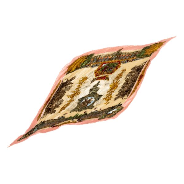 Hermes Silk Scarf Carre 90 "SANSSOUCY" Pink Silk Pleats Scarf with Box