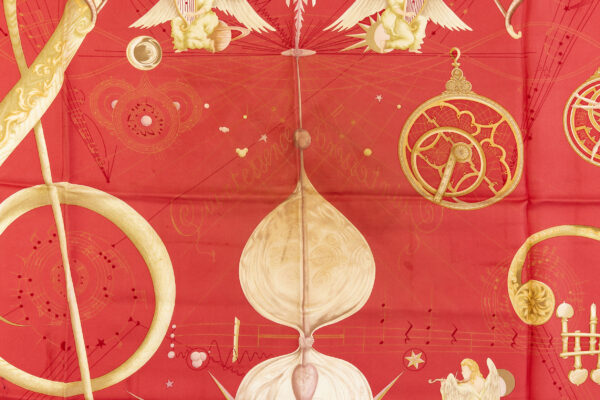 Hermes Silk Scarf Carre 90 "QUINTESSENCE" Red Silk Scarf - Image 4