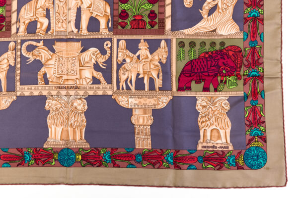 Hermes Silk Scarf Carre 45 "TORANA" Brown Silk Scarf - Image 6