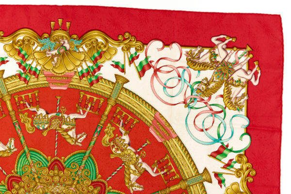 Hermes Silk Scarf Carre 90 "LUNA PARK" Red Silk Scarf - Image 3