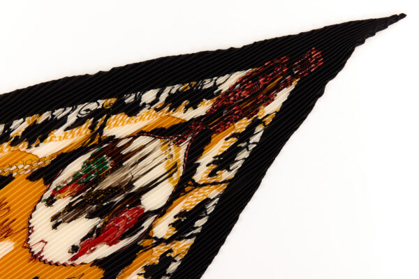 Hermes Silk Scarf Carre 90 "feria de sevilla" Black Silk Pleats Scarf with Box - Image 3