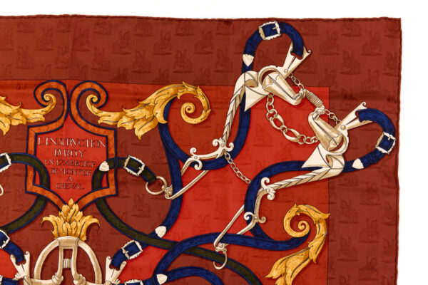 Hermes Silk Scarf Carre 90 "L'INSTRUCTION DU ROY" Brown Silk Scarf - Image 3