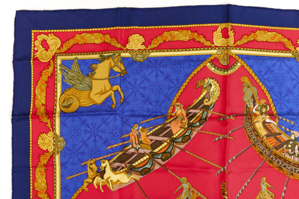 Hermes Carre 90 Scarf "Les Bissone de Venise" Blue Silk Scarf - Image 2