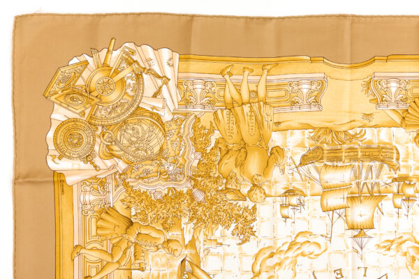Hermes Silk Scarf Carre 90 "AZVLEJOS" Beige Silk Scarf - Image 2