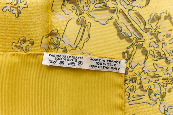 Hermes Silk Scarf Carre 90 "Neige D'Antan" Yellow Silk Scarf - Image 8