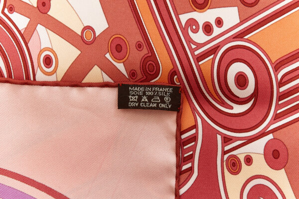 Hermes Silk Scarf Carre 90 "COMME HISTOIRES" Pink Silk Scarf - Image 8