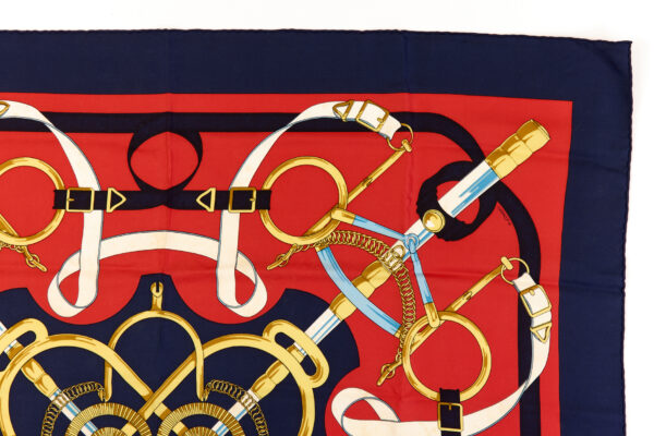 Hermes Silk Scarf Carre 90 "Eperon d’Or" Blue Silk Scarf - Image 3