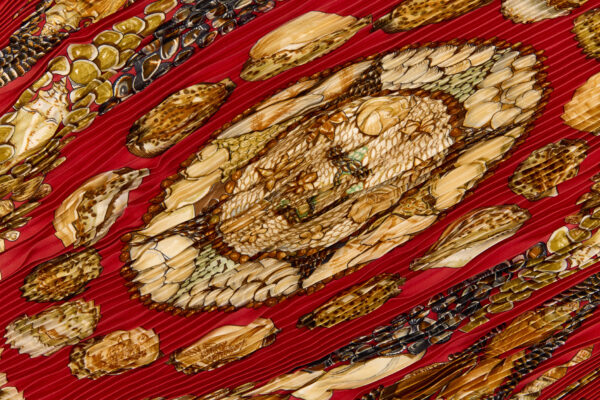 Hermes Silk Scarf Carre 90 "Rocaille" Red Silk Pleats Scarf with Box - Image 4