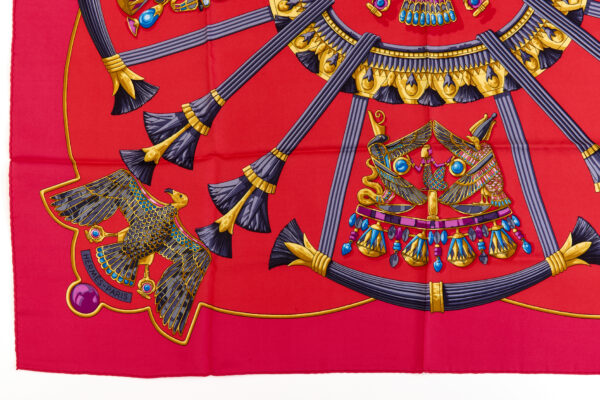 Hermes Silk Scarf Carre 90 "Scarab, Egypt," Pink Silk Scarf - Image 5