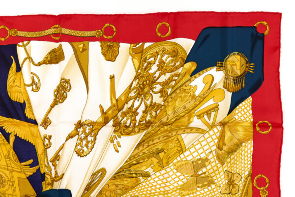 Hermes Silk Scarf Carre 90 "Soleil de Soie" Red Silk Scarf - Image 3