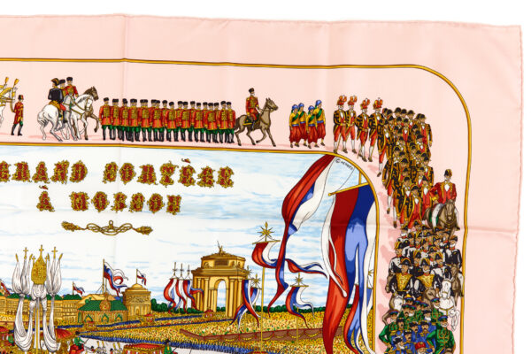 Rare! Hermes Silk Scarf Carre 90 "GRAND CORTEGE A MOSCOU" Pink Silk Scarf - Image 3