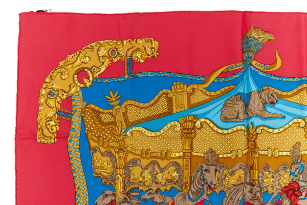 Hermes Silk Scarf Carre 90 "Tournez Manege" Red Silk Scarf - Image 2