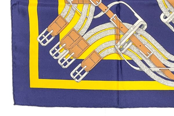Mint! Hermes Scarf 90 "Mors a Jouets" Navy 100% Silk Scarf 35" - Image 5