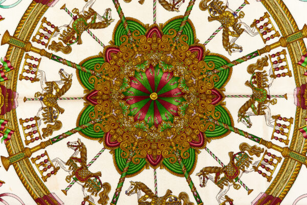 Hermes Silk Scarf Carre 90 "LUNA PARK" Red Silk Scarf - Image 4