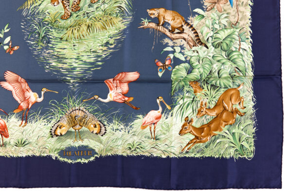 Hermes Silk Scarf Carre 90 "Equateur" Blue Silk Scarf - Image 6
