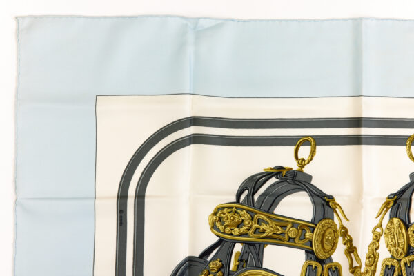 Hermes Silk Scarf Carre 45 "BRIDES de GALA" Blue Silk Scarf - Image 2