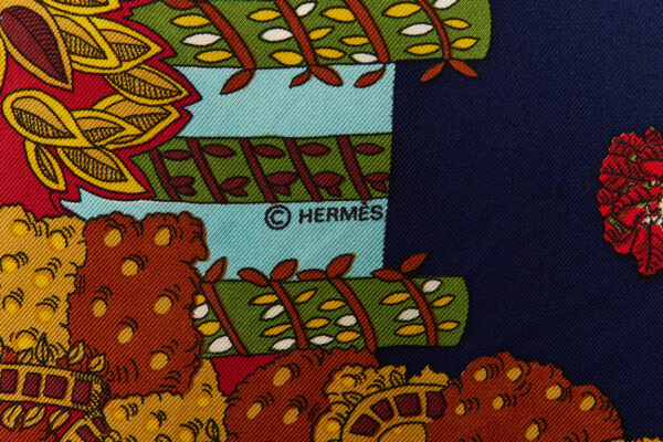 Hermes Silk Scarf Carre 90 "LE PARADIS DU ROY" Red Silk Scarf - Image 7