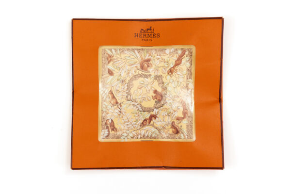 Hermes Silk Scarf Carre 90 "Casse Noisette Squirrel" Yellow Silk Scarf - Image 9