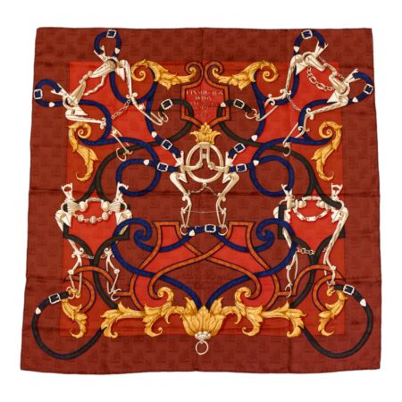 Hermes Silk Scarf Carre 90 "L'INSTRUCTION DU ROY" Brown Silk Scarf