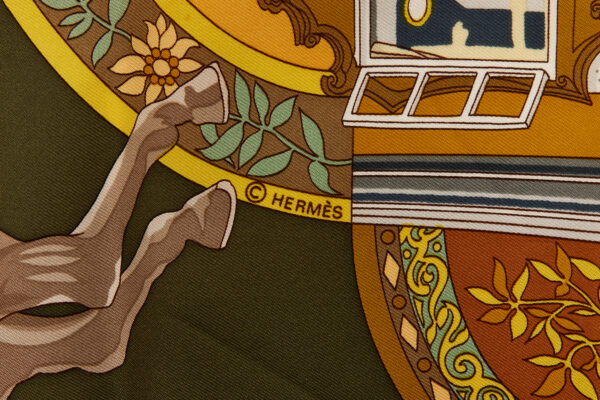 Hermes Silk Scarf Carre 90 "Salzburg" Green Silk Scarf - Image 7