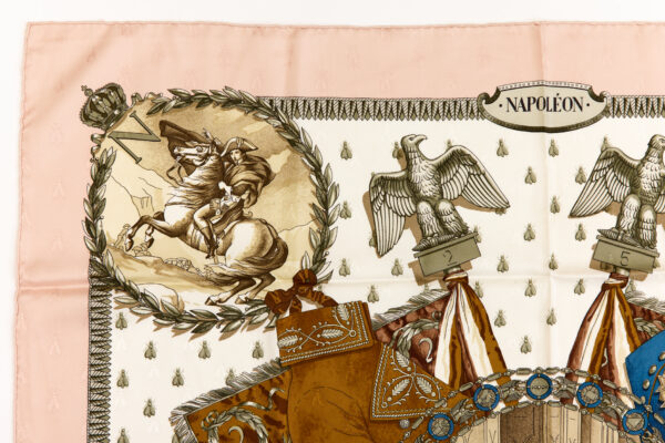 Hermes Silk Scarf Carre 90 "NAPOLEON" Pink Silk Scarf - Image 2