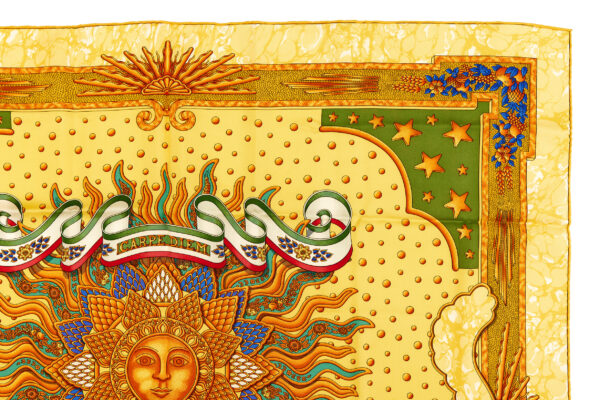 Hermes Silk Scarf Carre 90 "CARPE DIEM" Yellow Silk Scarf - Image 3